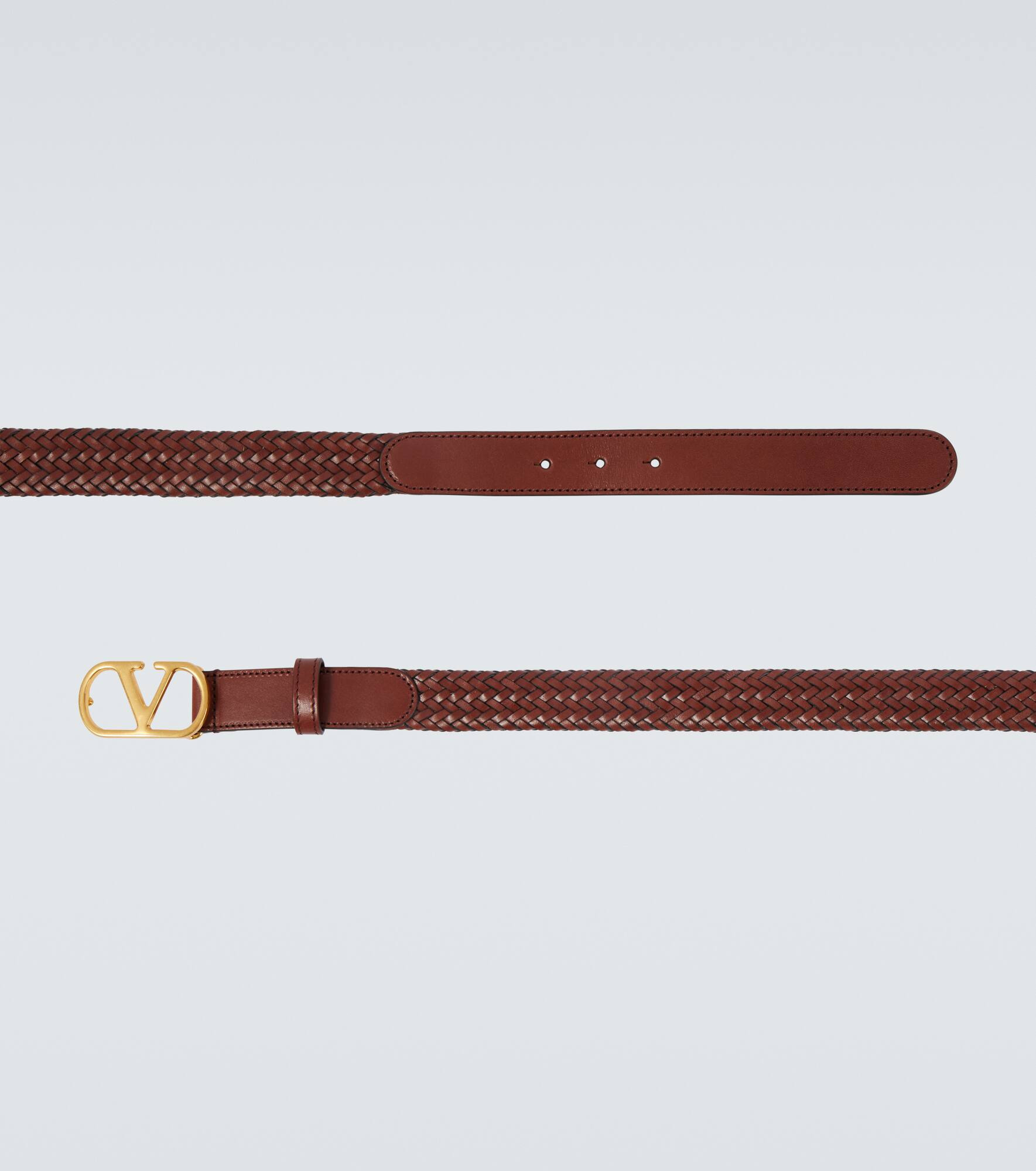 VLogo braided leather belt - 4