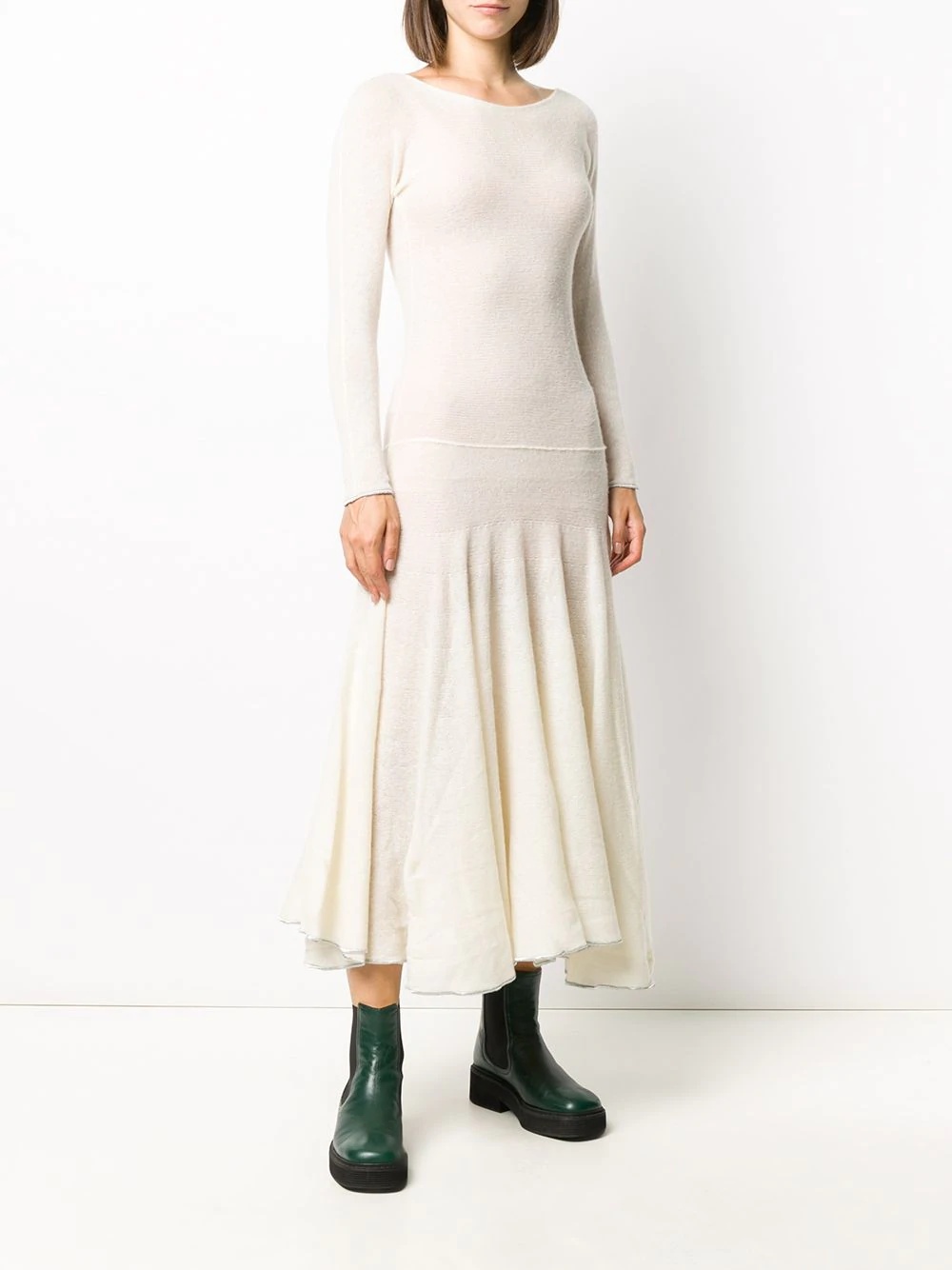 cashmere pleated long dress - 3