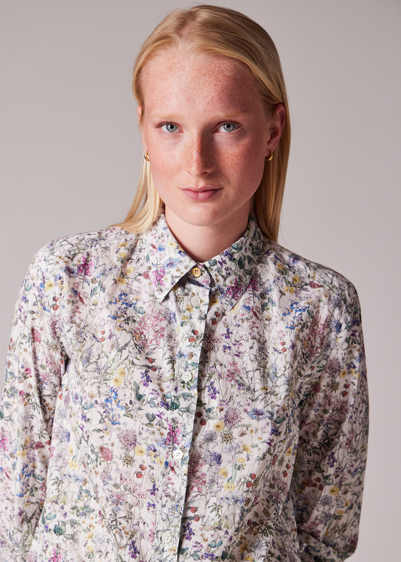 Women's White Cotton 'Liberty Floral' Print Shirt 5