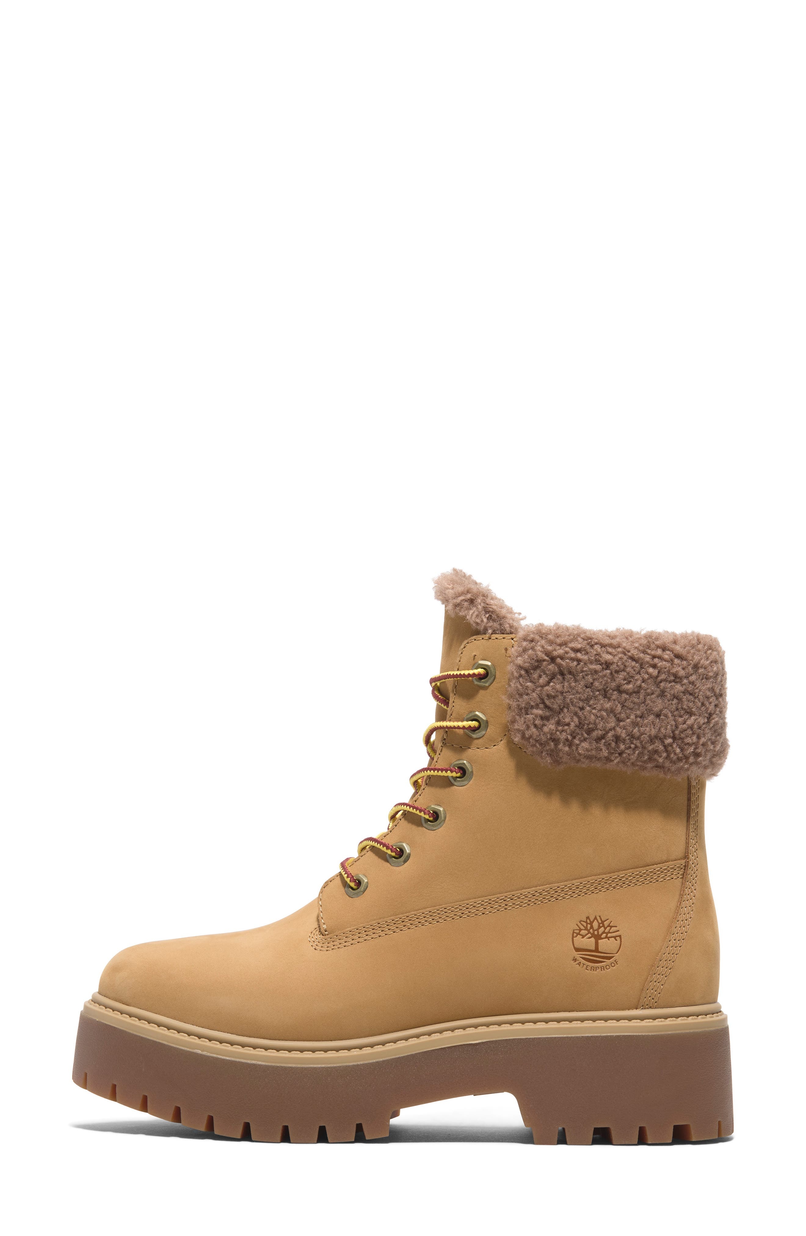 Timberland Stone Street Waterproof Faux Fur Lined Platform Boot in Wheat Nubuck at Nordstrom - 8