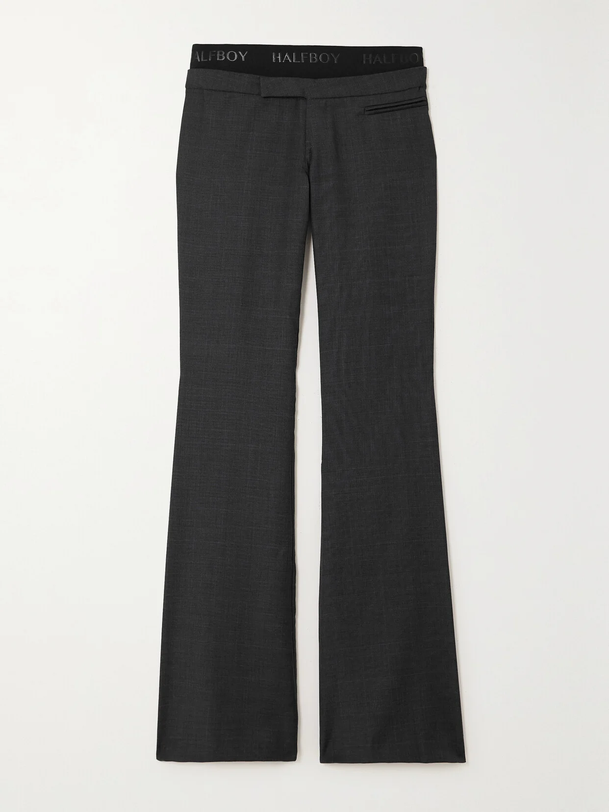 Layered Jacquard-trimmed Checked Wool Flared Pants - 1