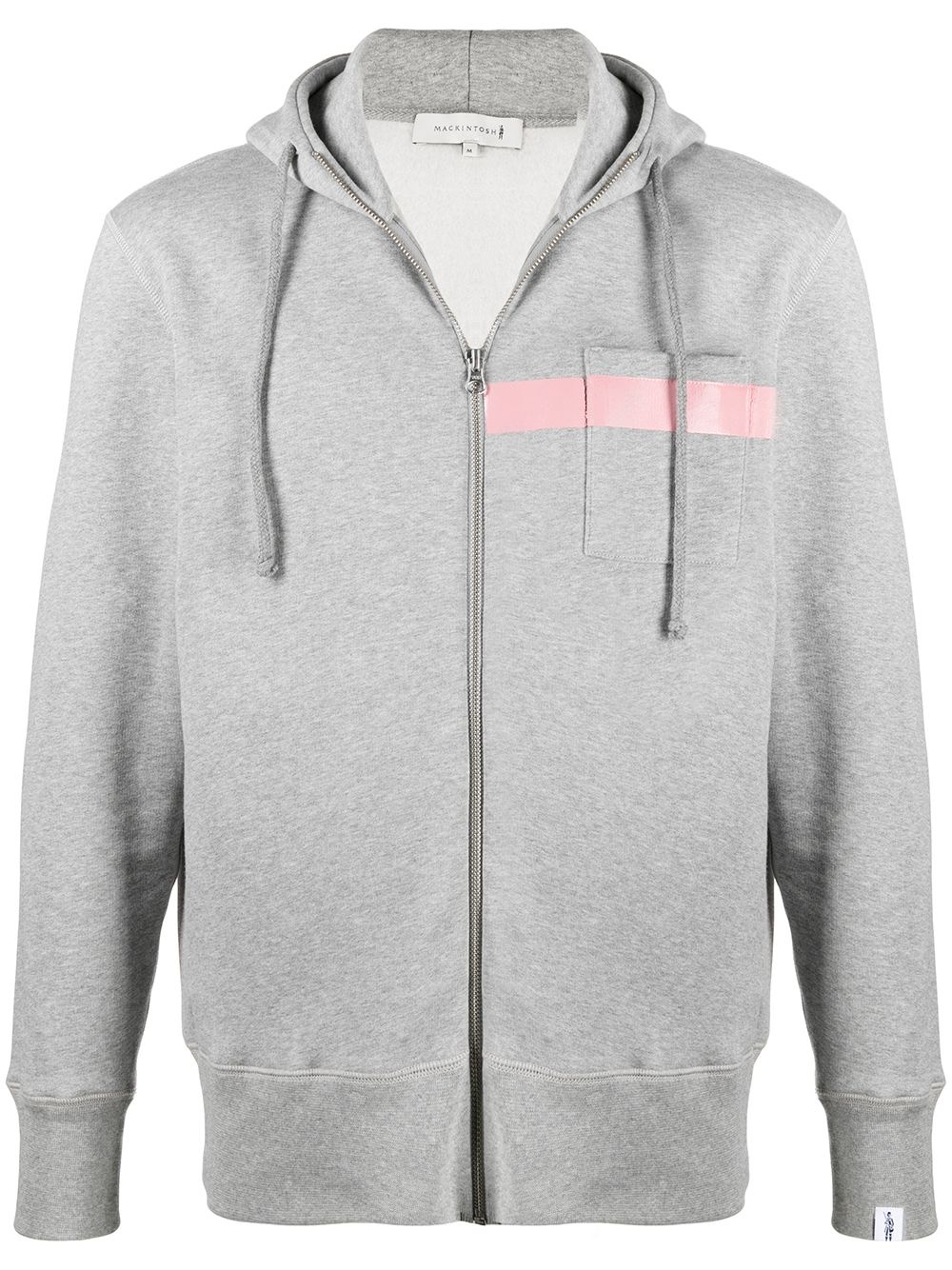 horizontal-stripe zip-up hoodie - 1