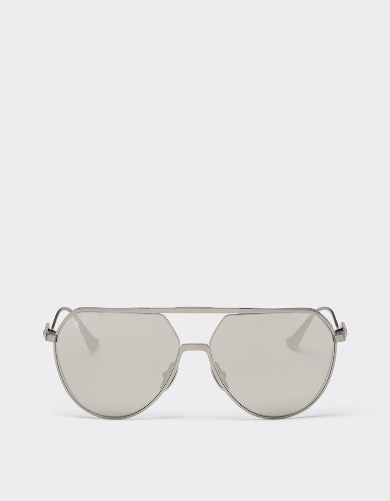 Ferrari sunglasses in matt silver-tone titanium with silver mirror lenses 1