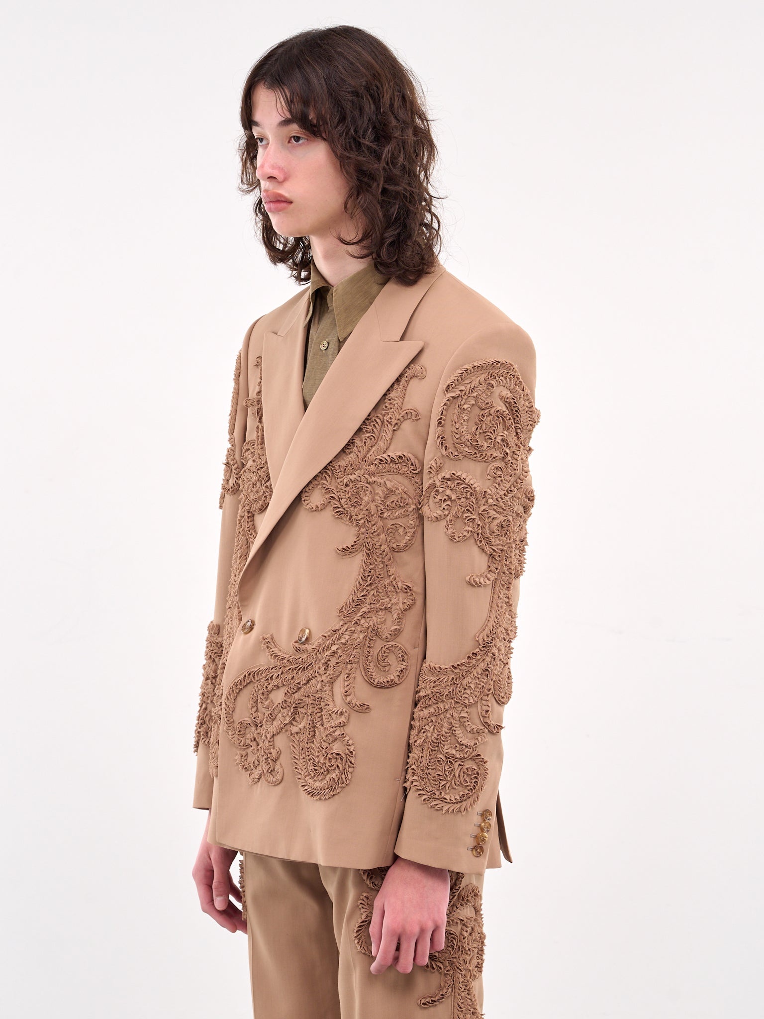 Appliqué Double-Breasted Blazer - 2