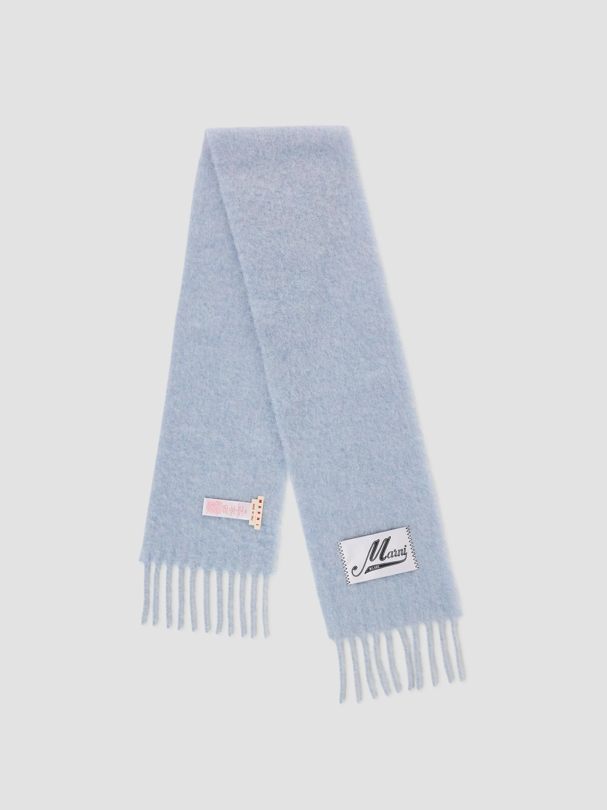 Men's Alpaca Fringe-Trim Scarf - Iris Blue Melange - 1