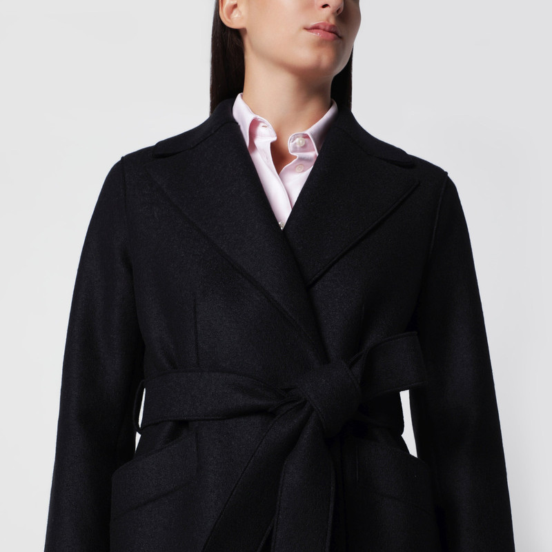 Black wool wrap mini coat 4