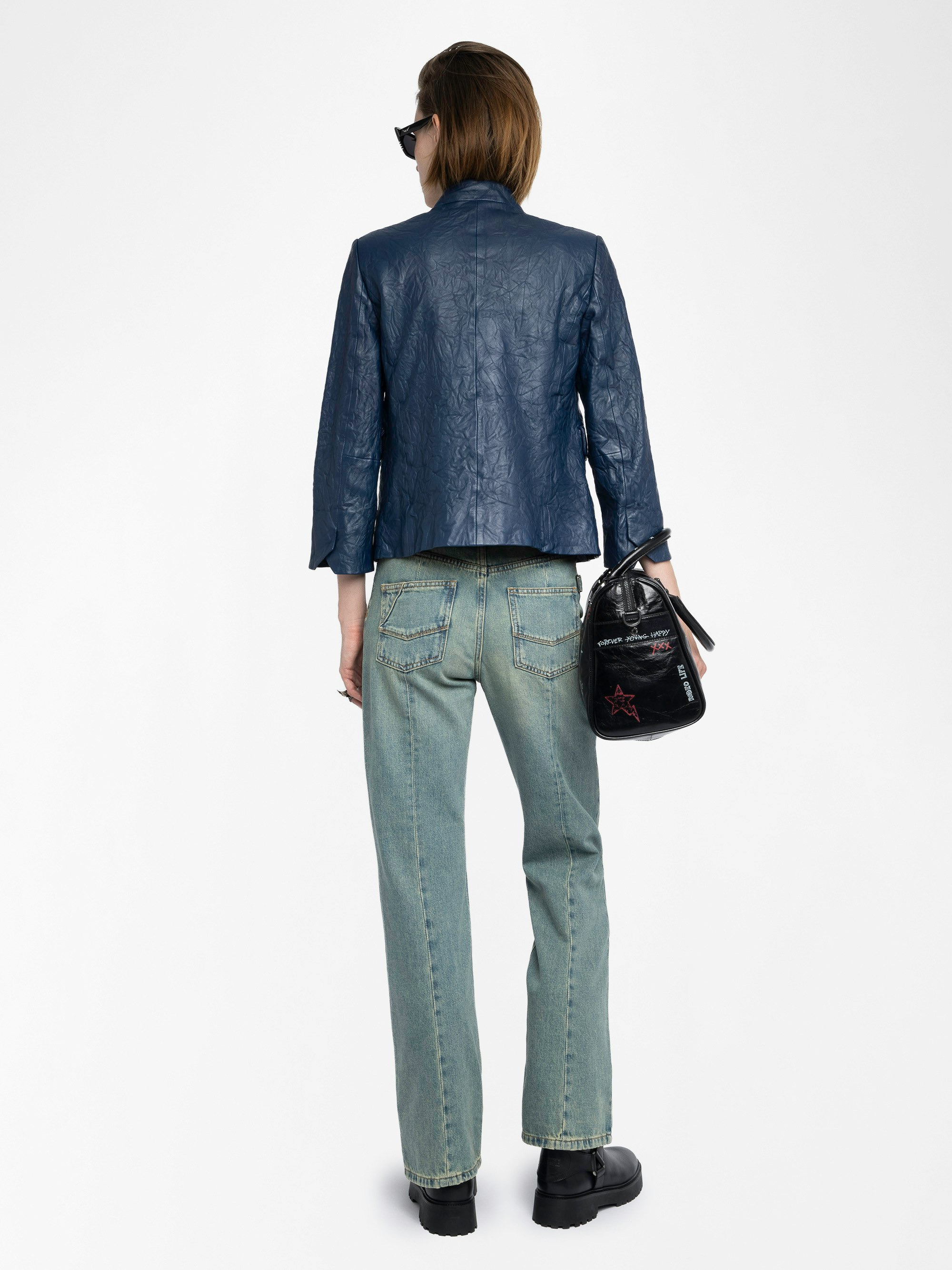 Veryn Crinkled Leather Blazer - 5