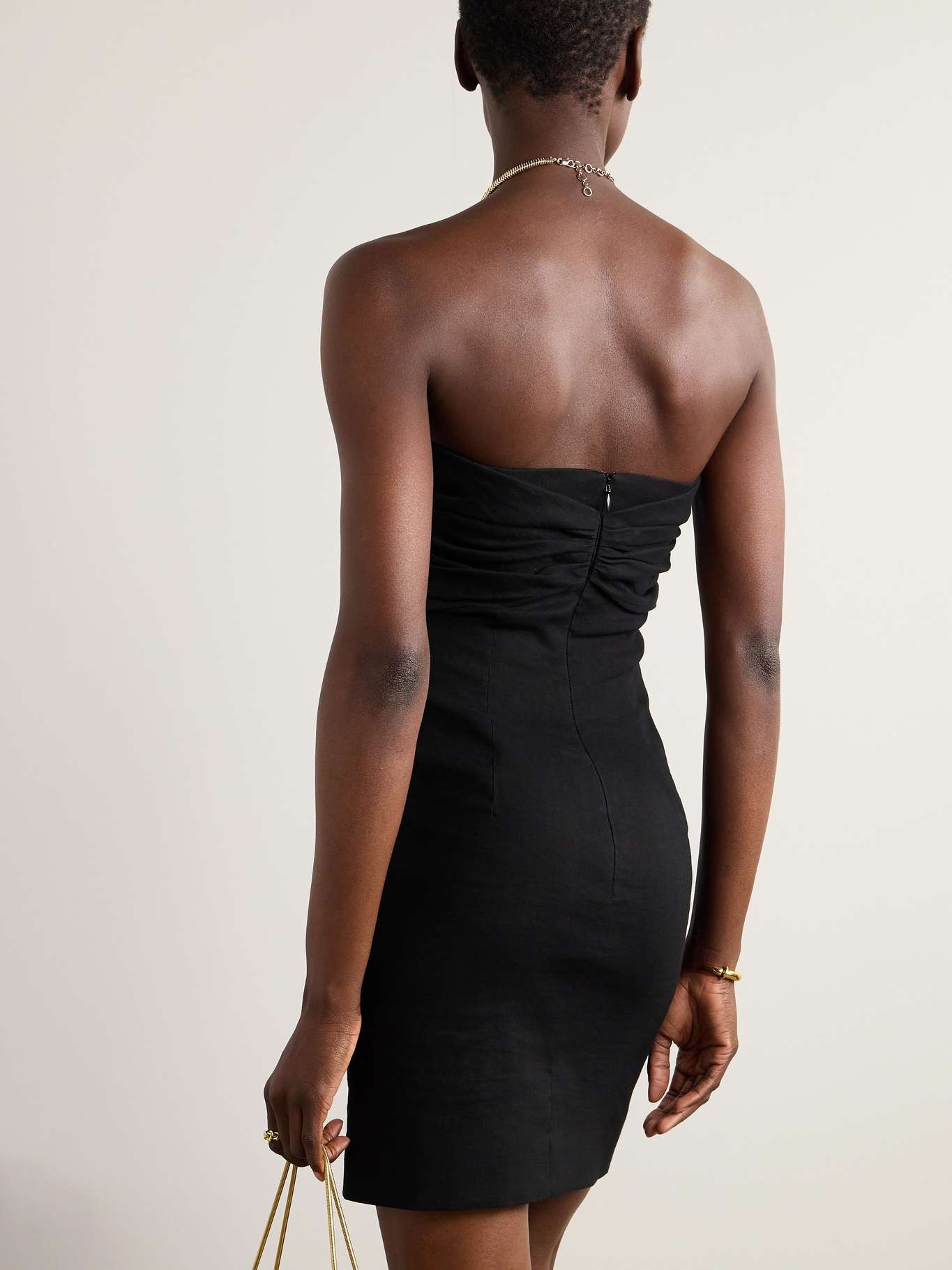 Dipti strapless tie-front stretch linen and cotton-blend mini dress - 3