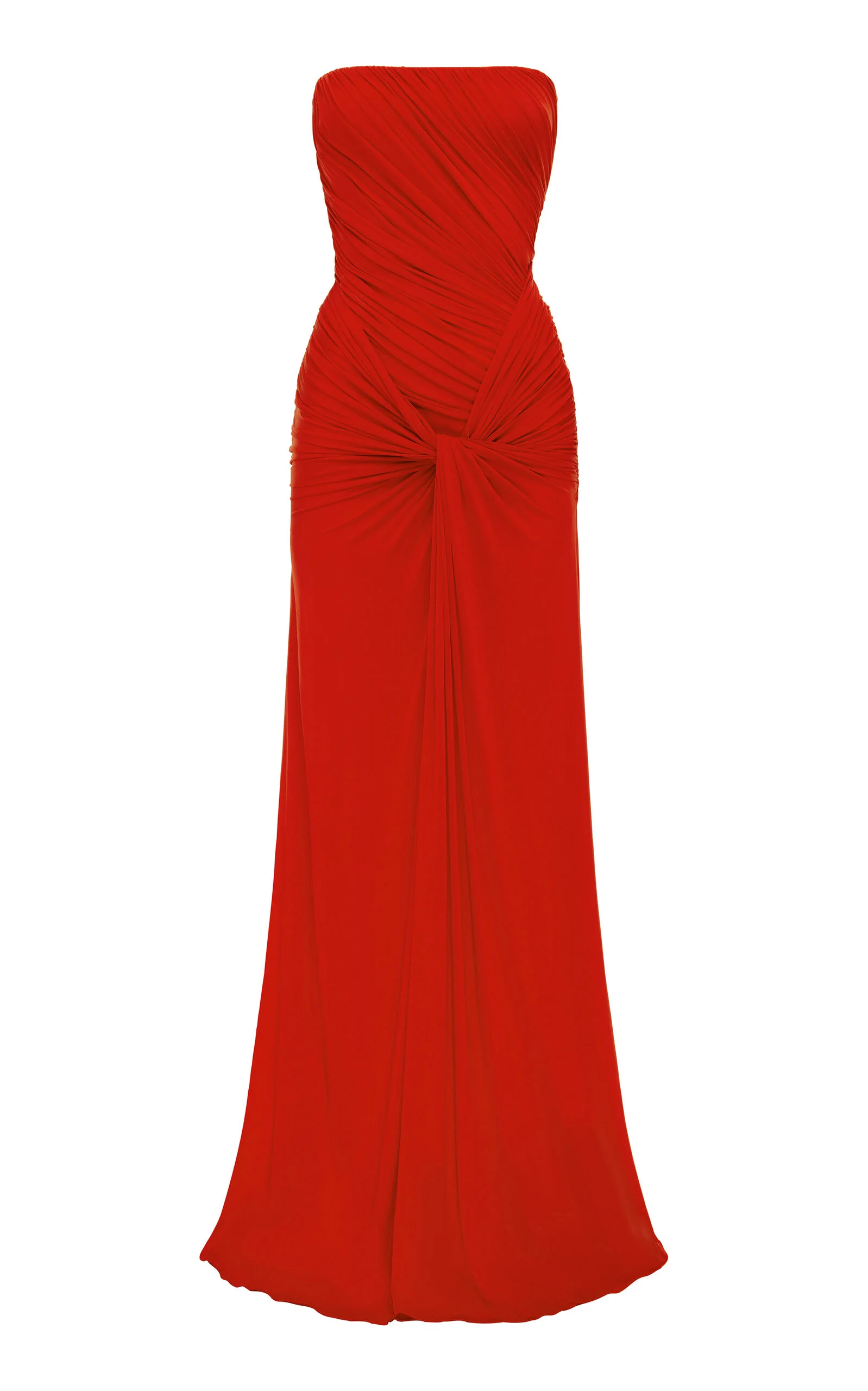 Strapless Ruched Twist Gown In Viscose Jersey red - 1