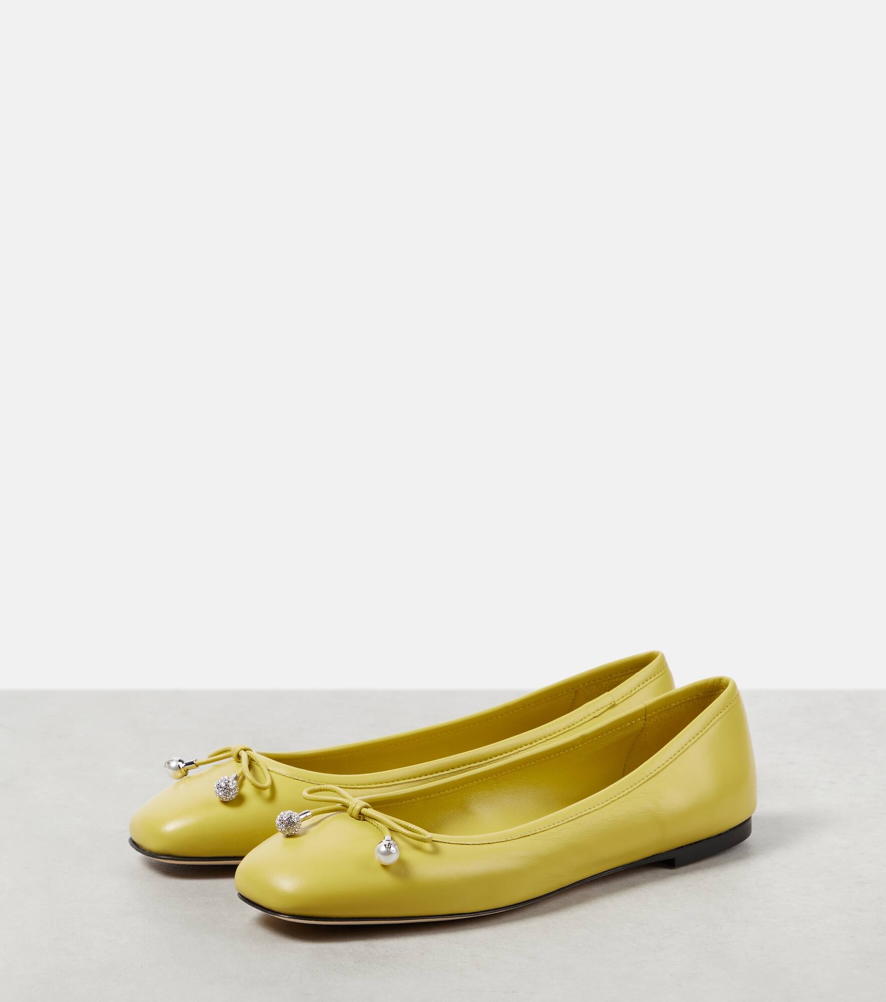 Elme bow-detail leather ballet flats - 5