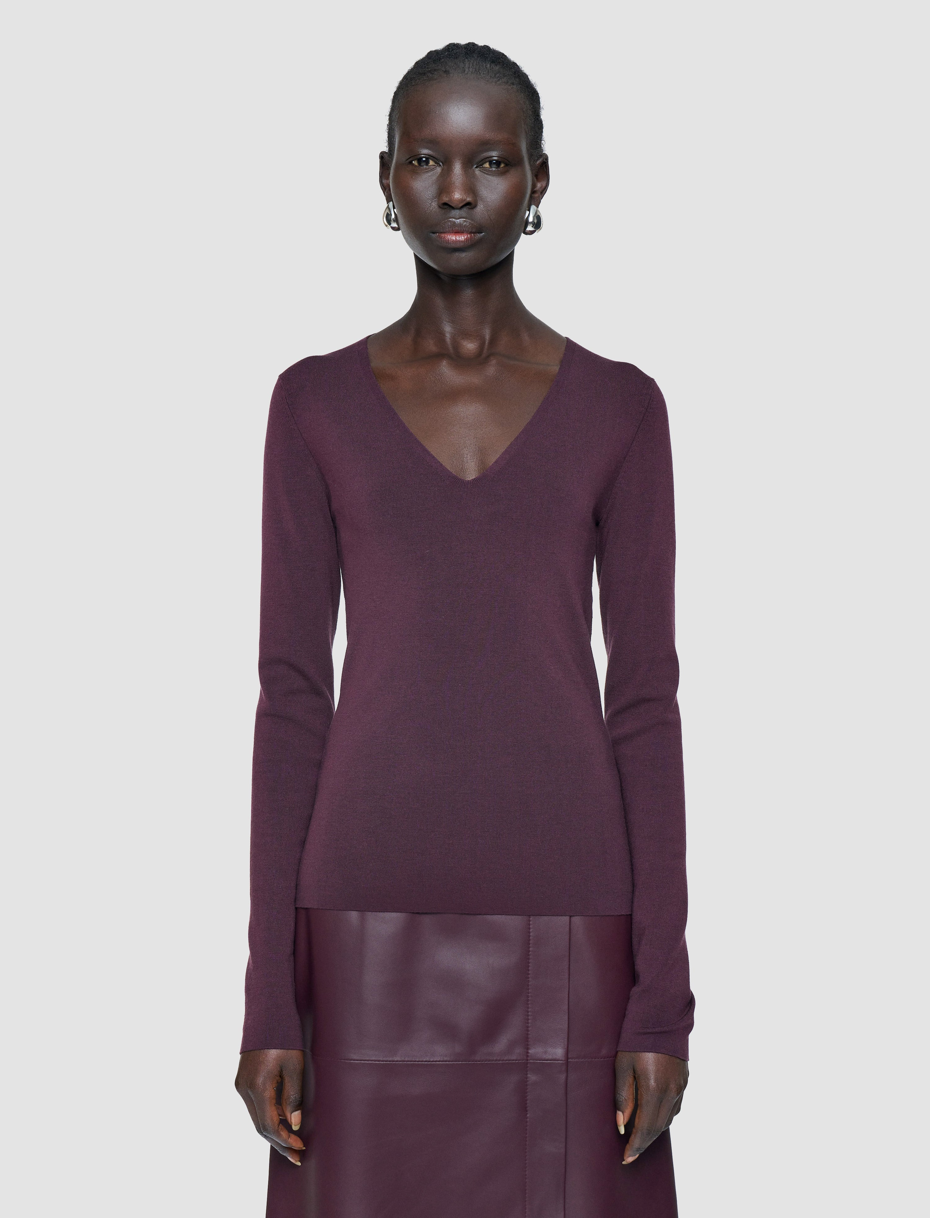 Silk Stretch V Neck Top - 3