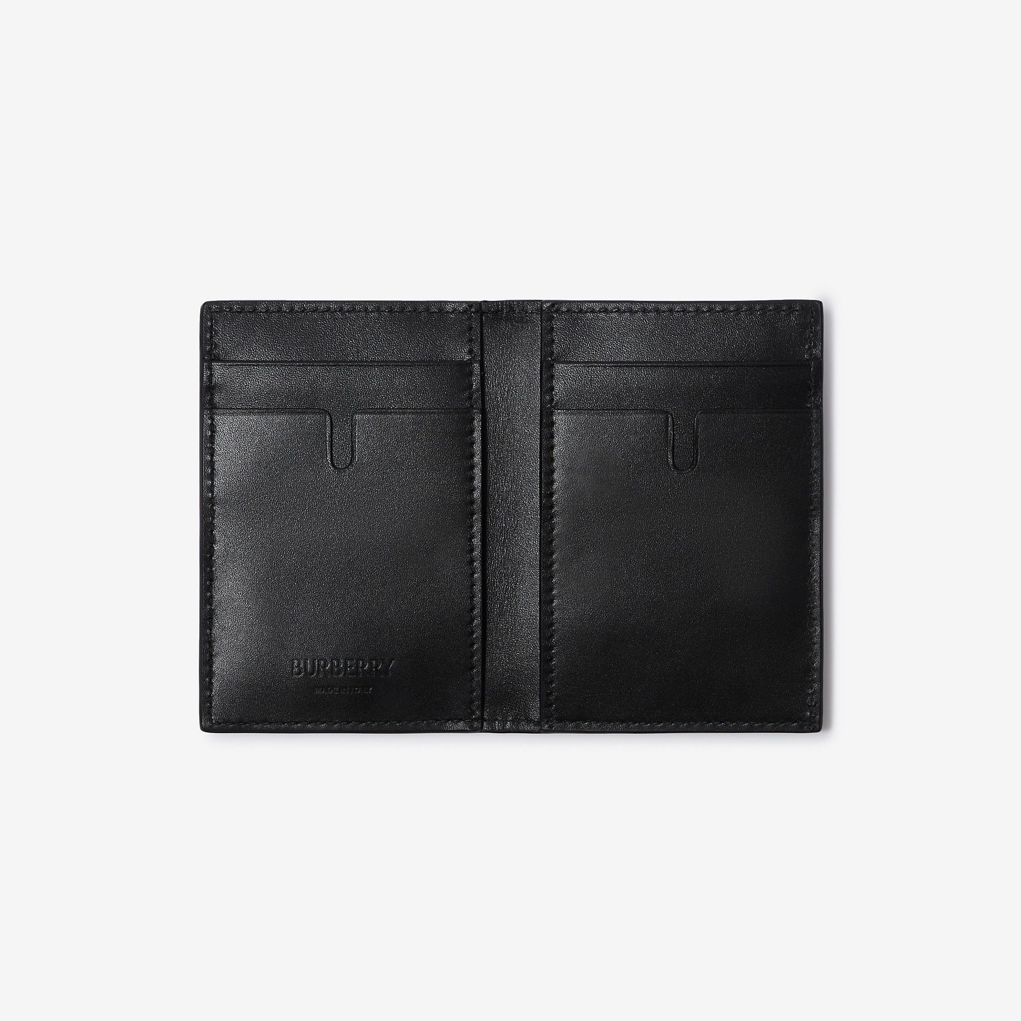 Check Leather Folding Card Case - 2