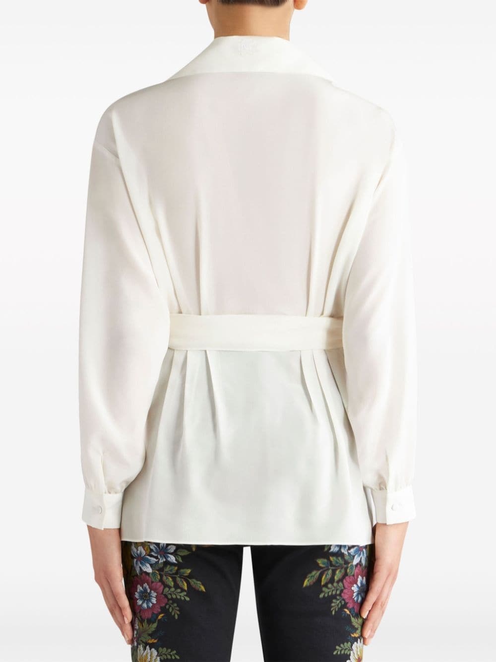 belted silk shirt - 4