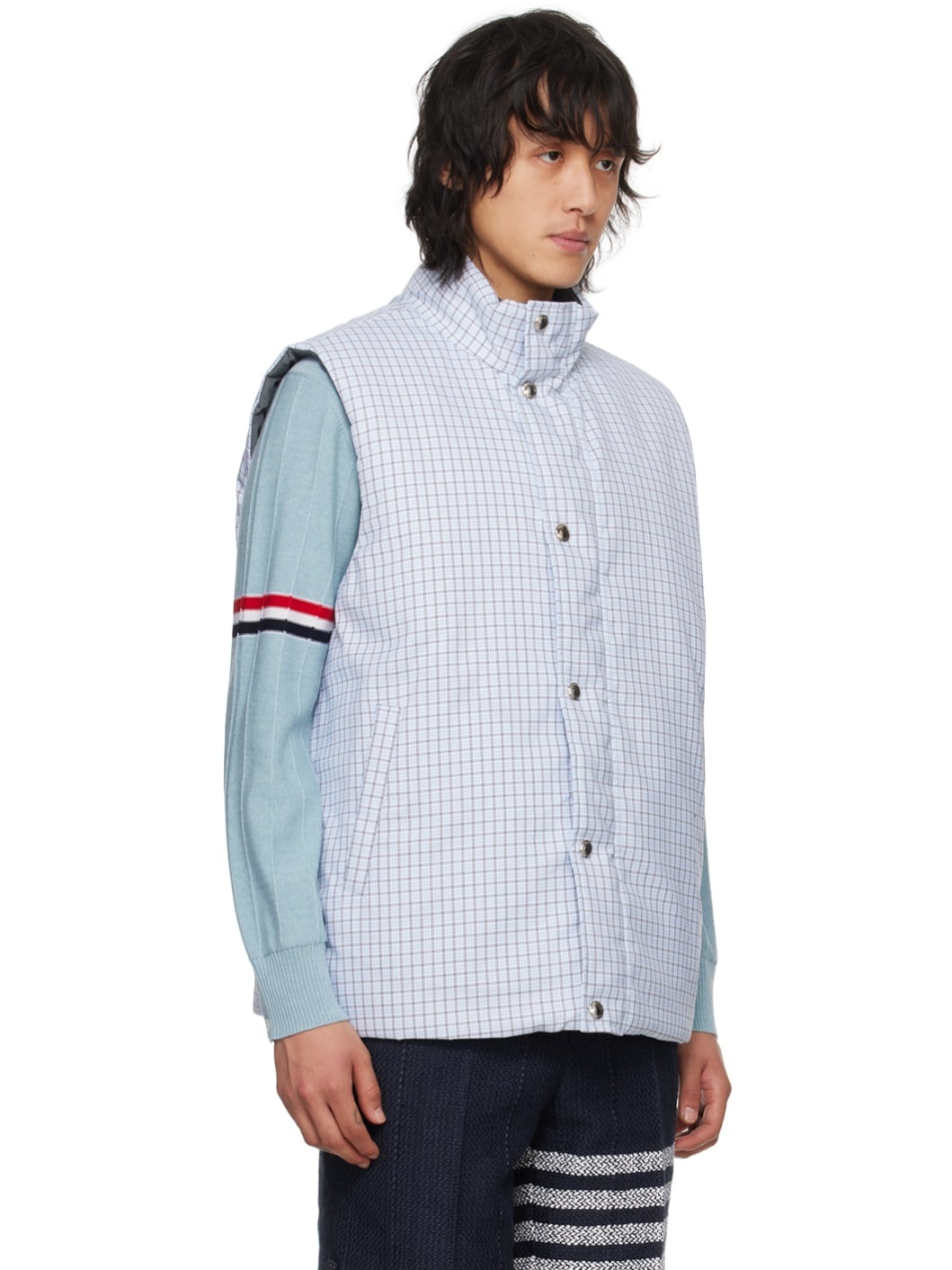 Blue 4-Bar Reversible Down Vest - 2