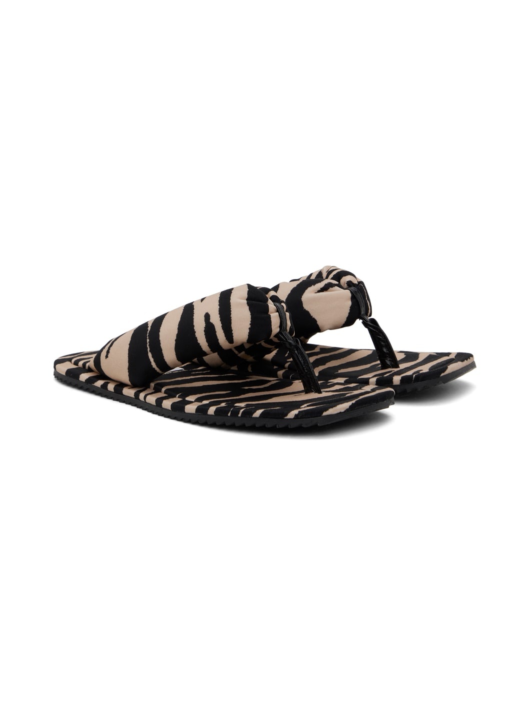 Black & Beige Indie Flip Flops - 4