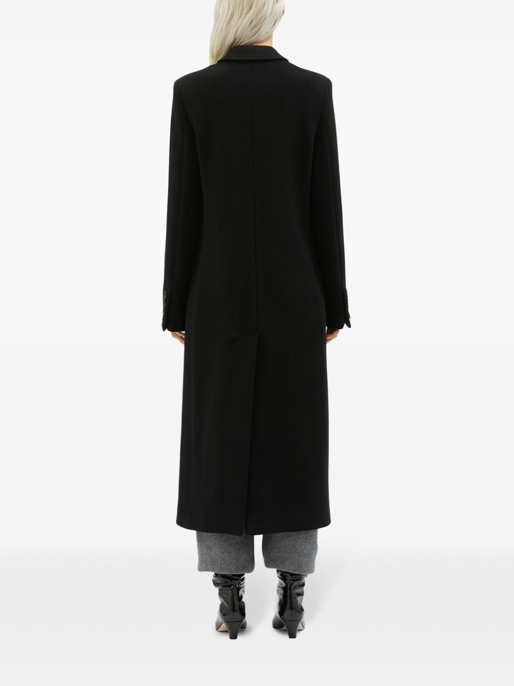 notched-lapel button-fastening coat - 4