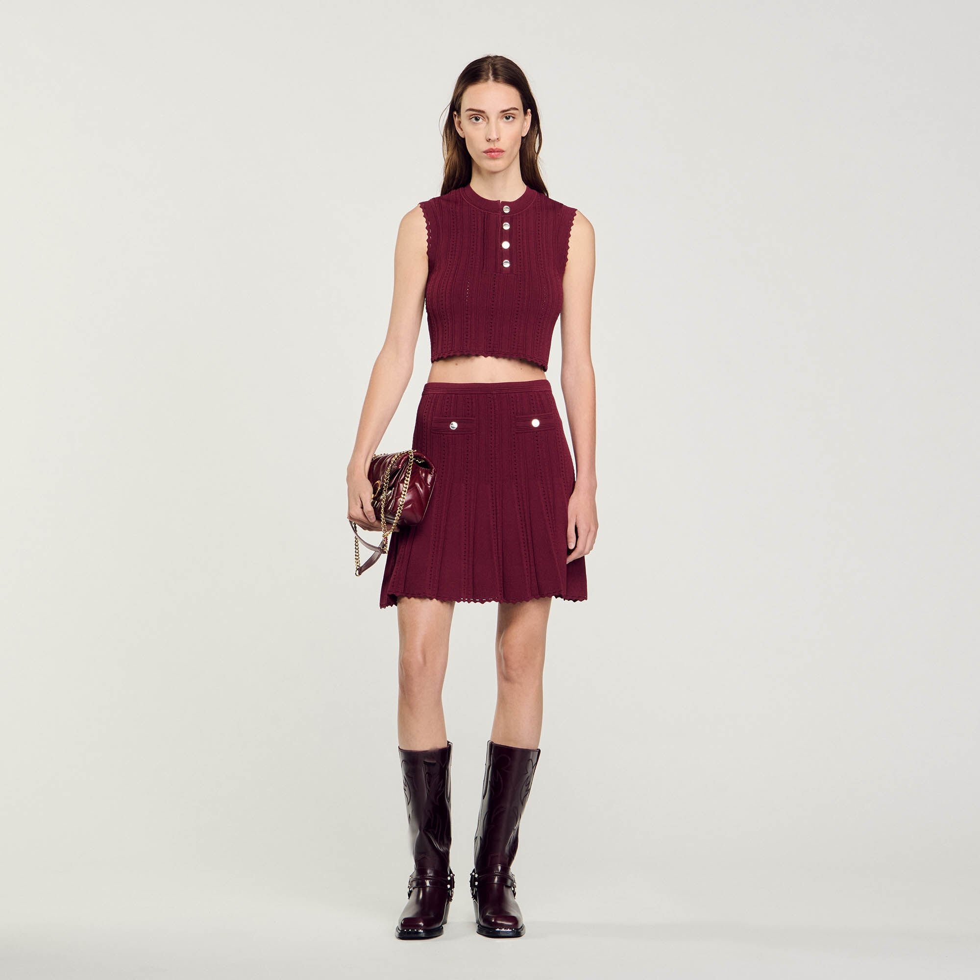 SLEEVELESS SHORT SWEATER - 2