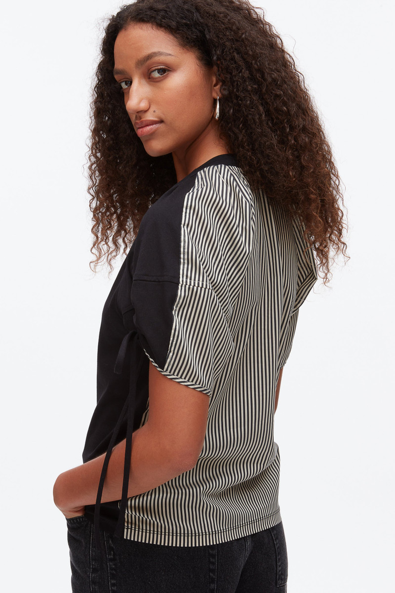 Ruched T-Shirt with Poplin Back 6