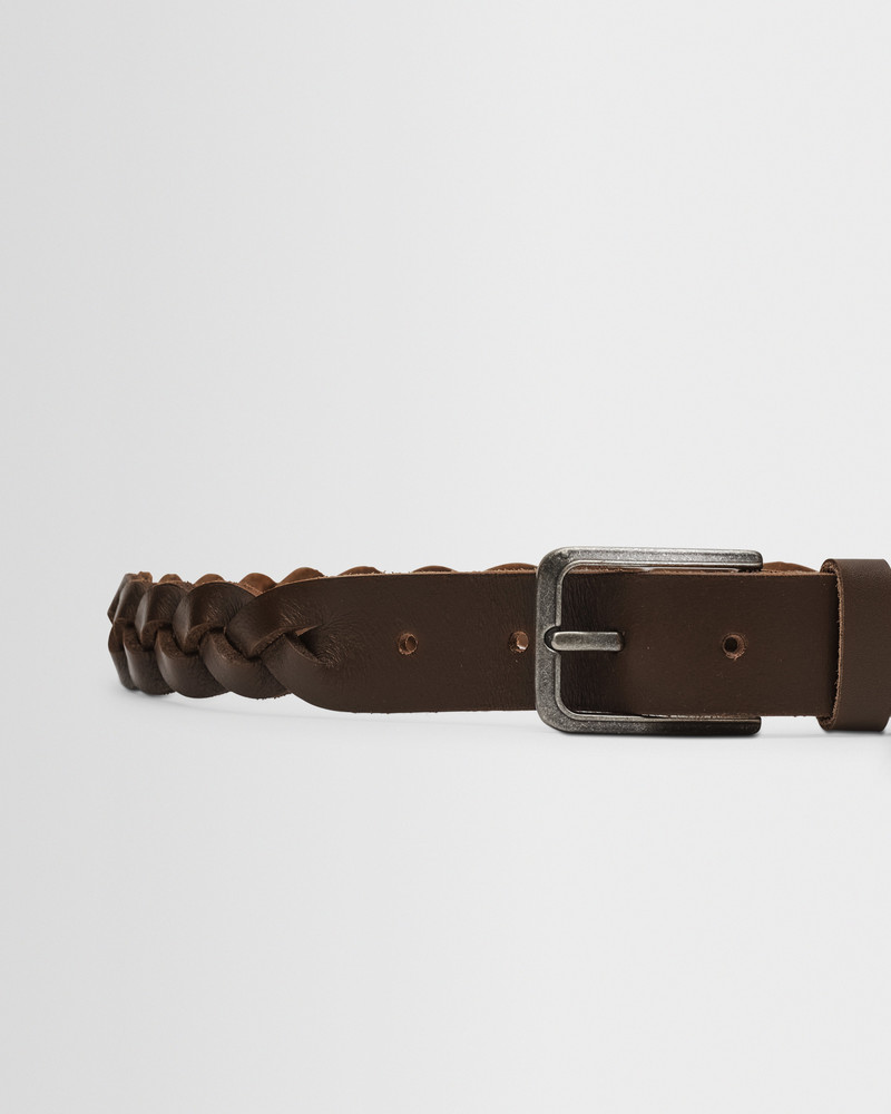 Wax London Lambeth - Brown Plaited Leather Belt outlook