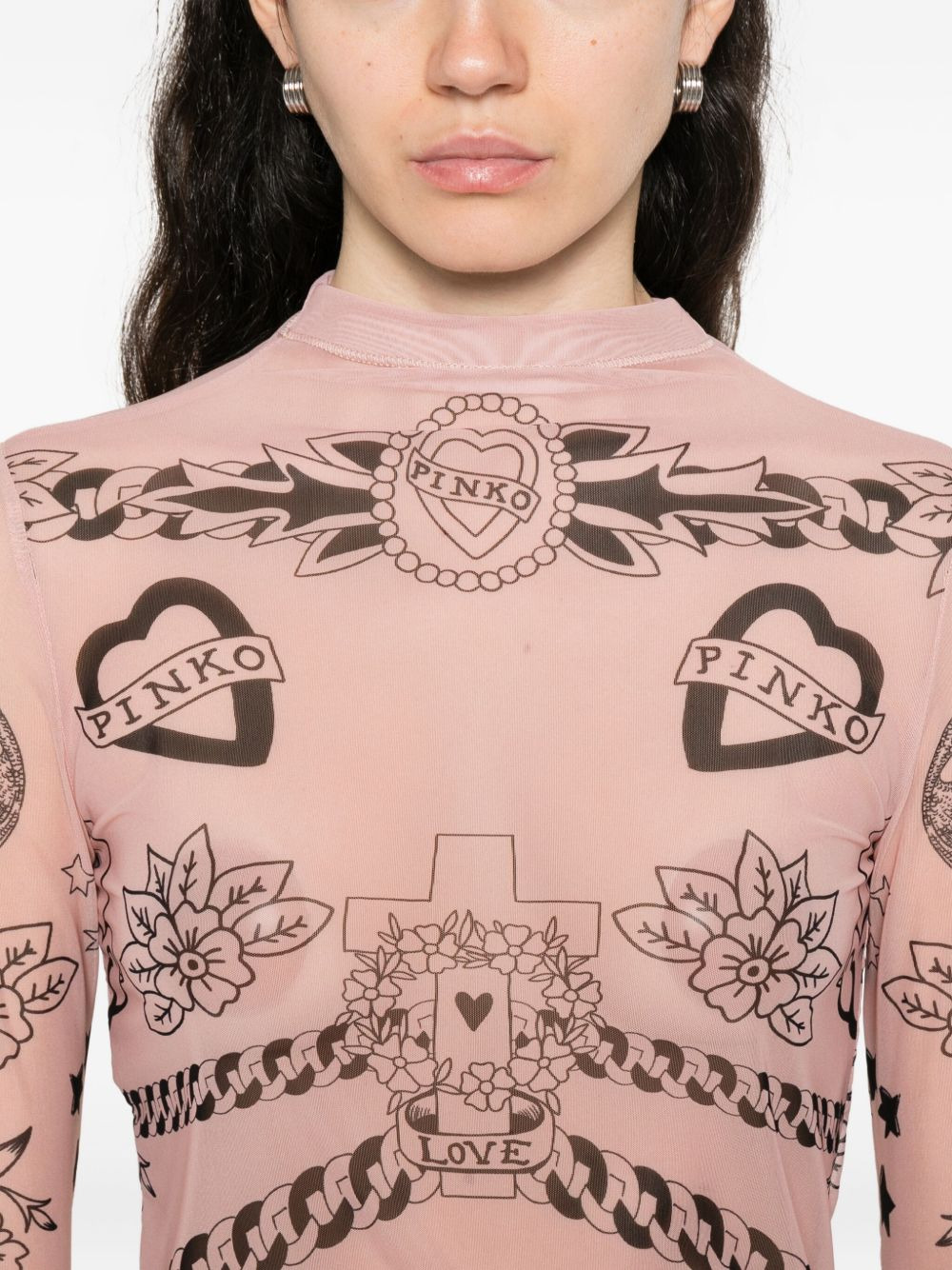 graphic-print mesh top - 5