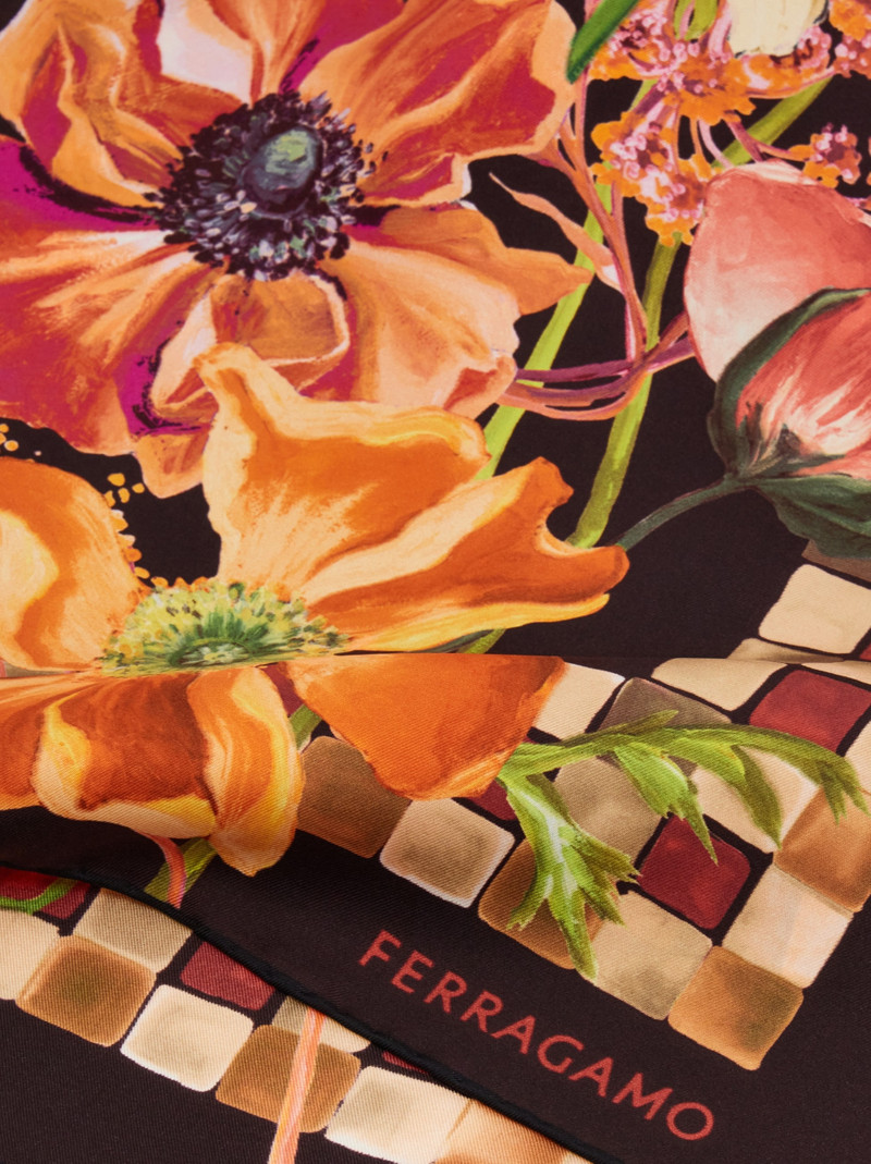 Fiori print silk scarf 4