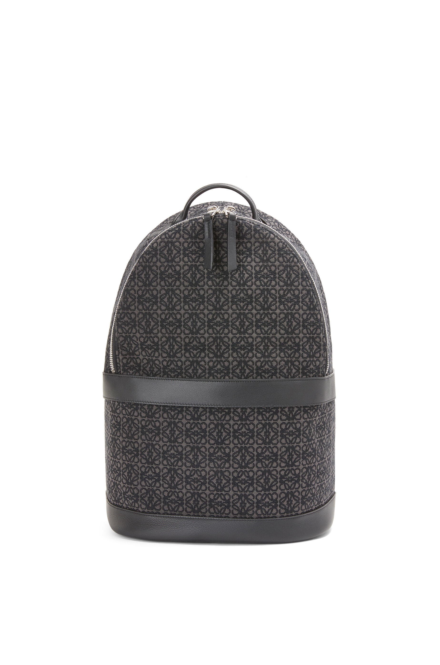 Round backpack in Anagram jacquard and calfskin - 1