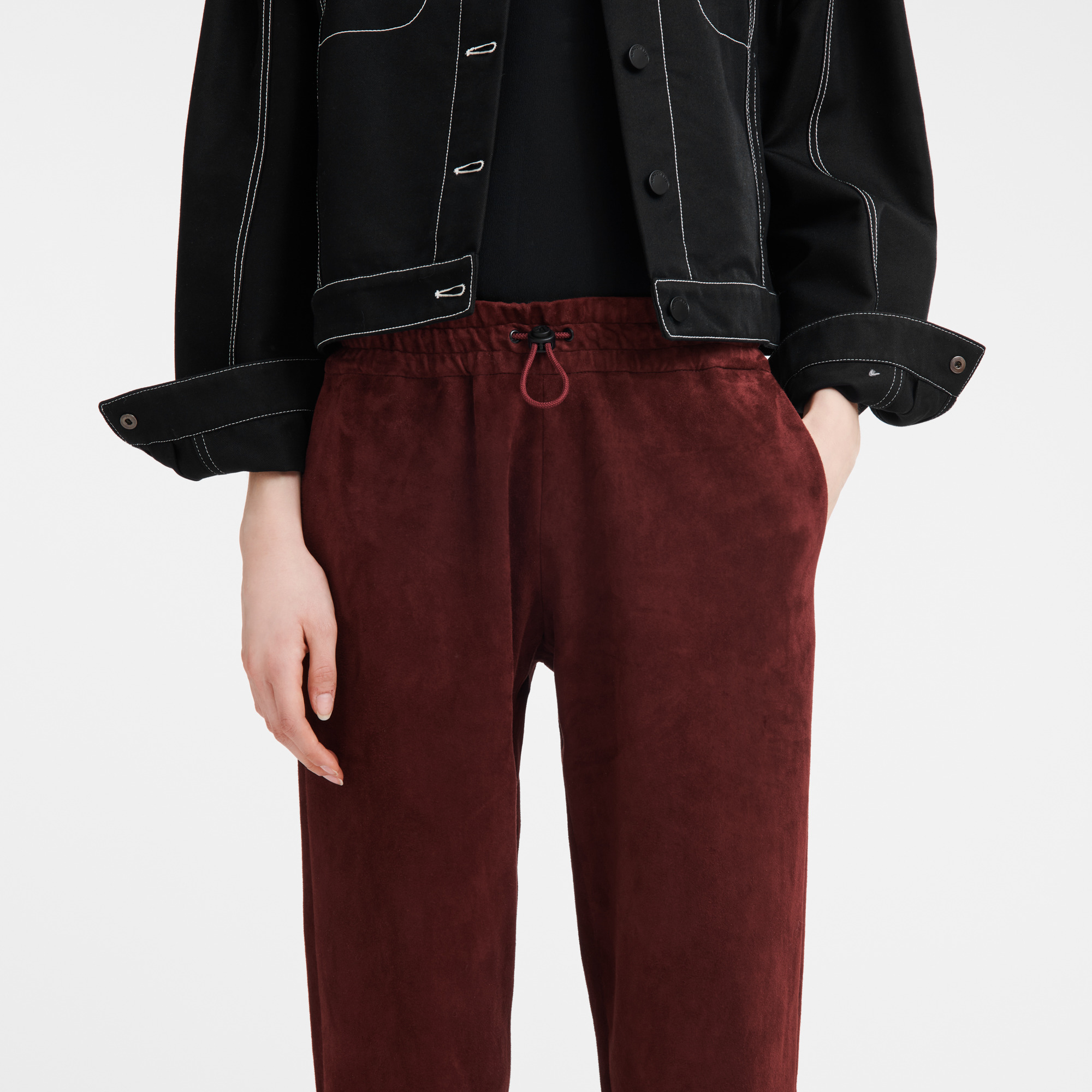 Leather straight pants Burgundy - Leather - 4