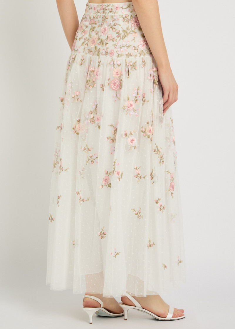 Needle & Thread Eden Rose Floral-embroidered Tulle Midi Skirt 3