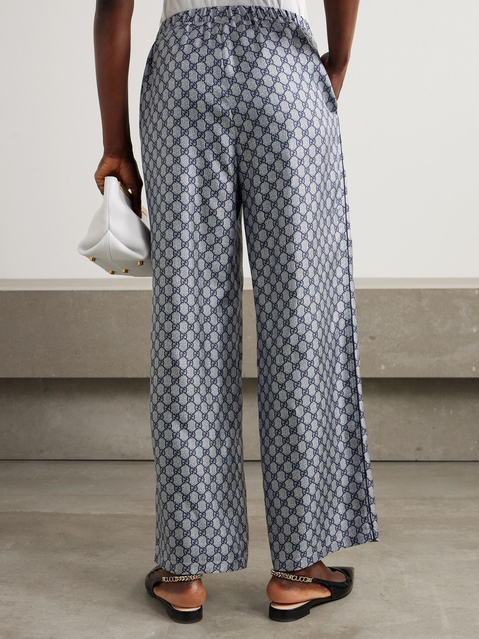 GG Supreme printed silk-twill pajama pants Blue - 4