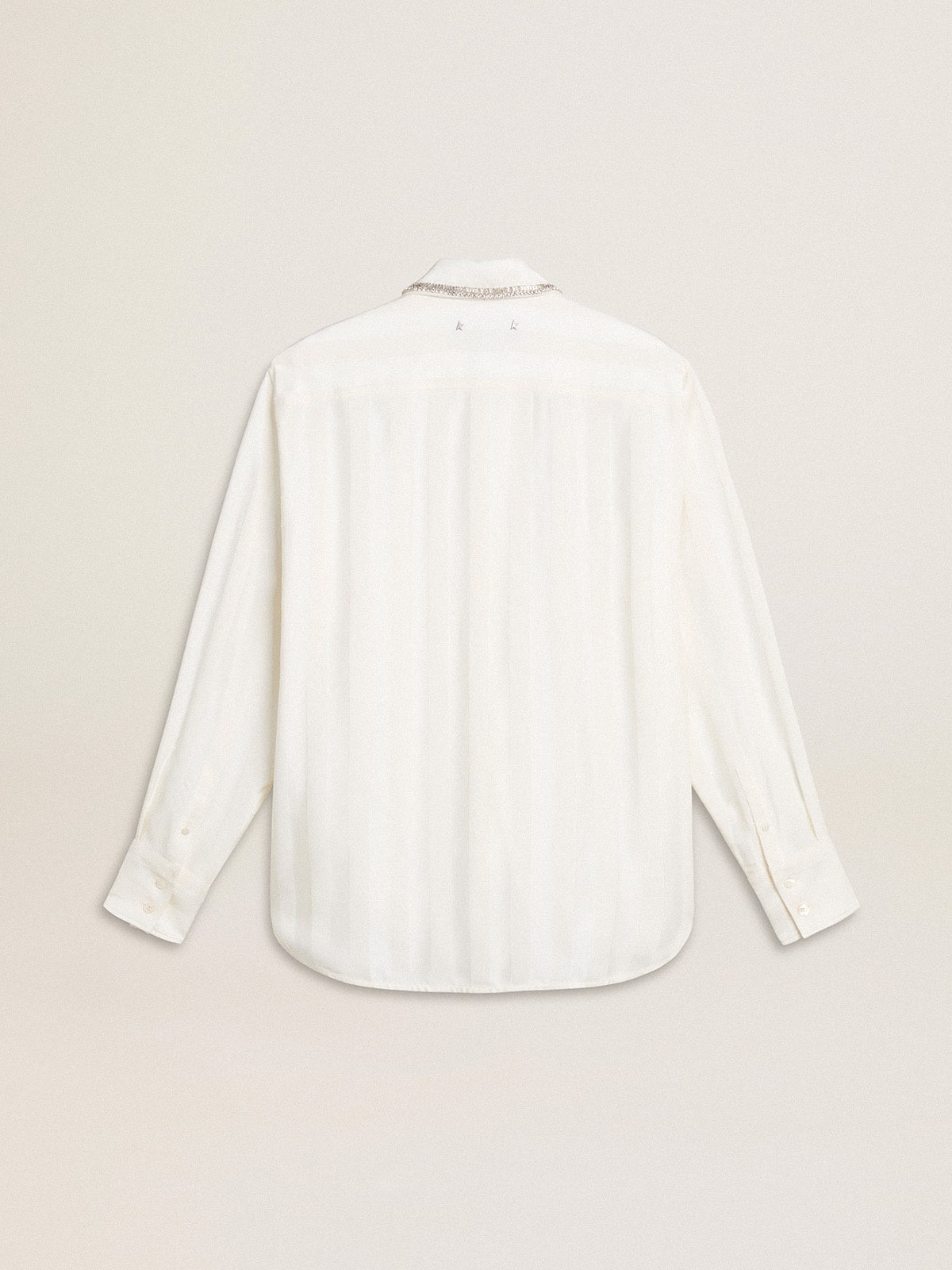 Women's shirt with a vertical striped pattern and crystal embroidery - 7