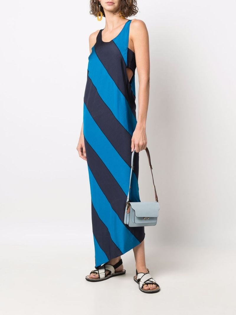 diagonal-stripe sleeveless dress - 2