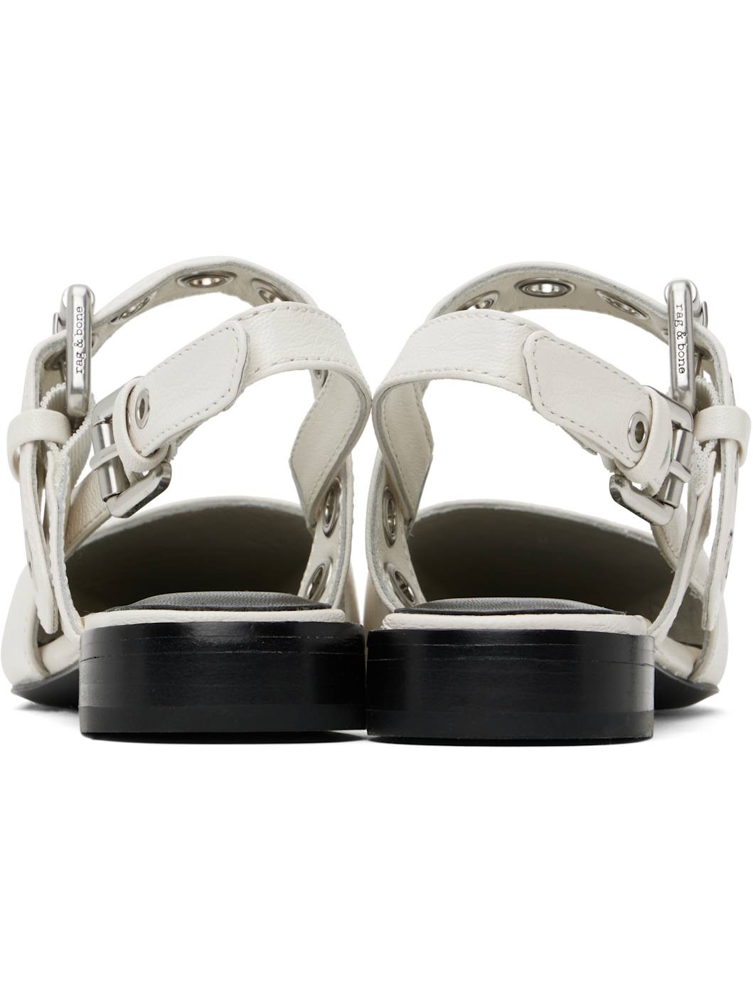 White Moto Astra Leather Slingback Slippers - 2