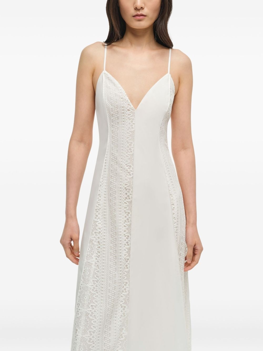 Mina lace-insert midi dress - 5