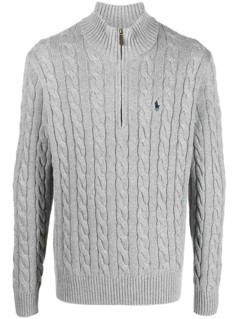 cable-knit half-zip jumper 1