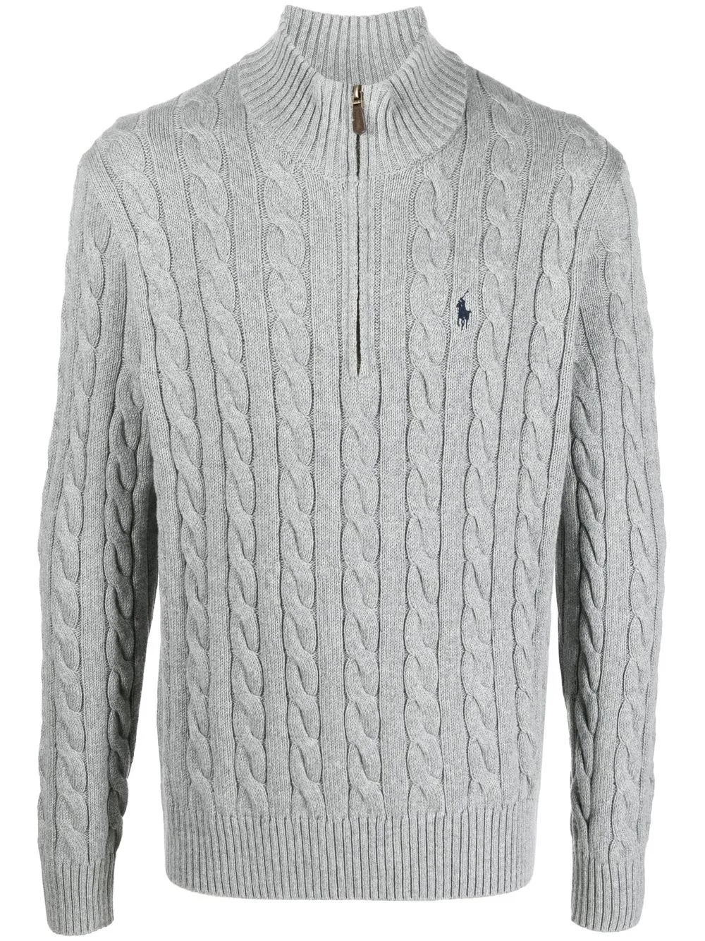 cable-knit half-zip jumper - 1
