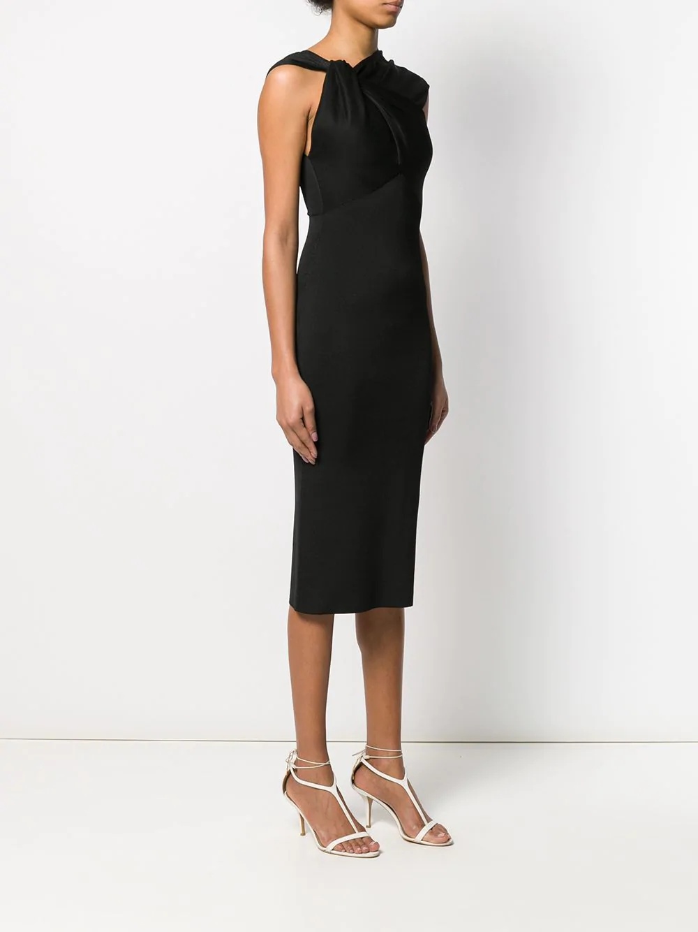 twist-neck fitted dress - 3