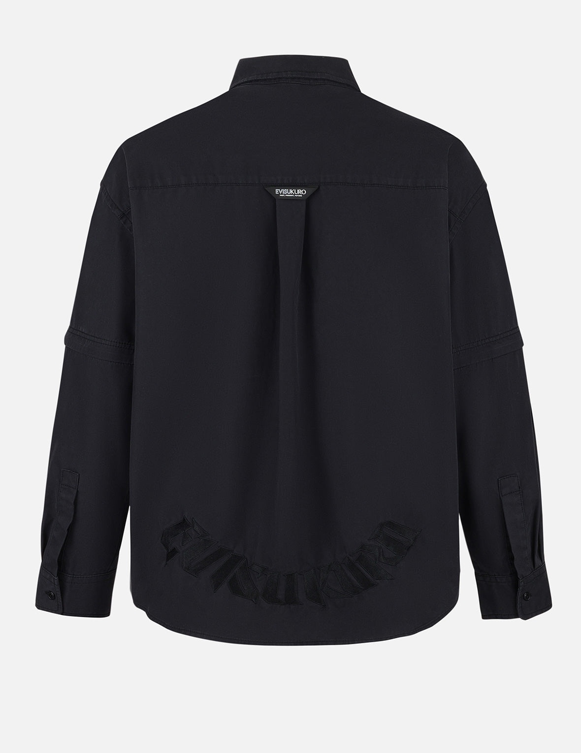 Logo and Seagull Embroidery with Detachable Sleeves Loose Fit Shirt Jacket - 2