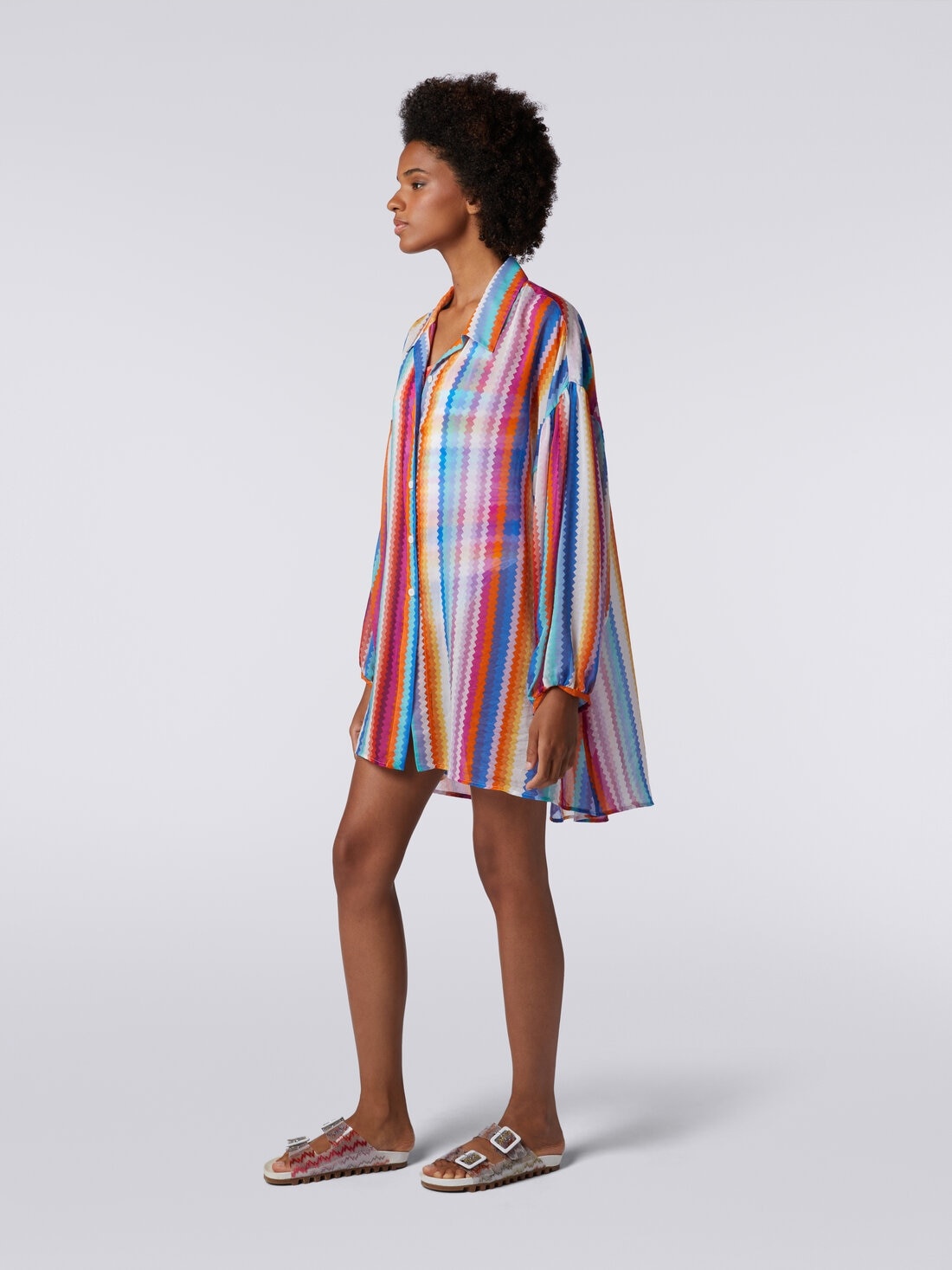 Chemisier blouse in zigzag print silk and cotton - 3