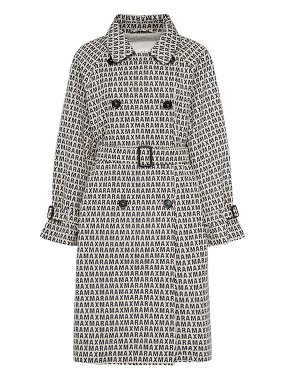 logo-print belted raincoat - 1