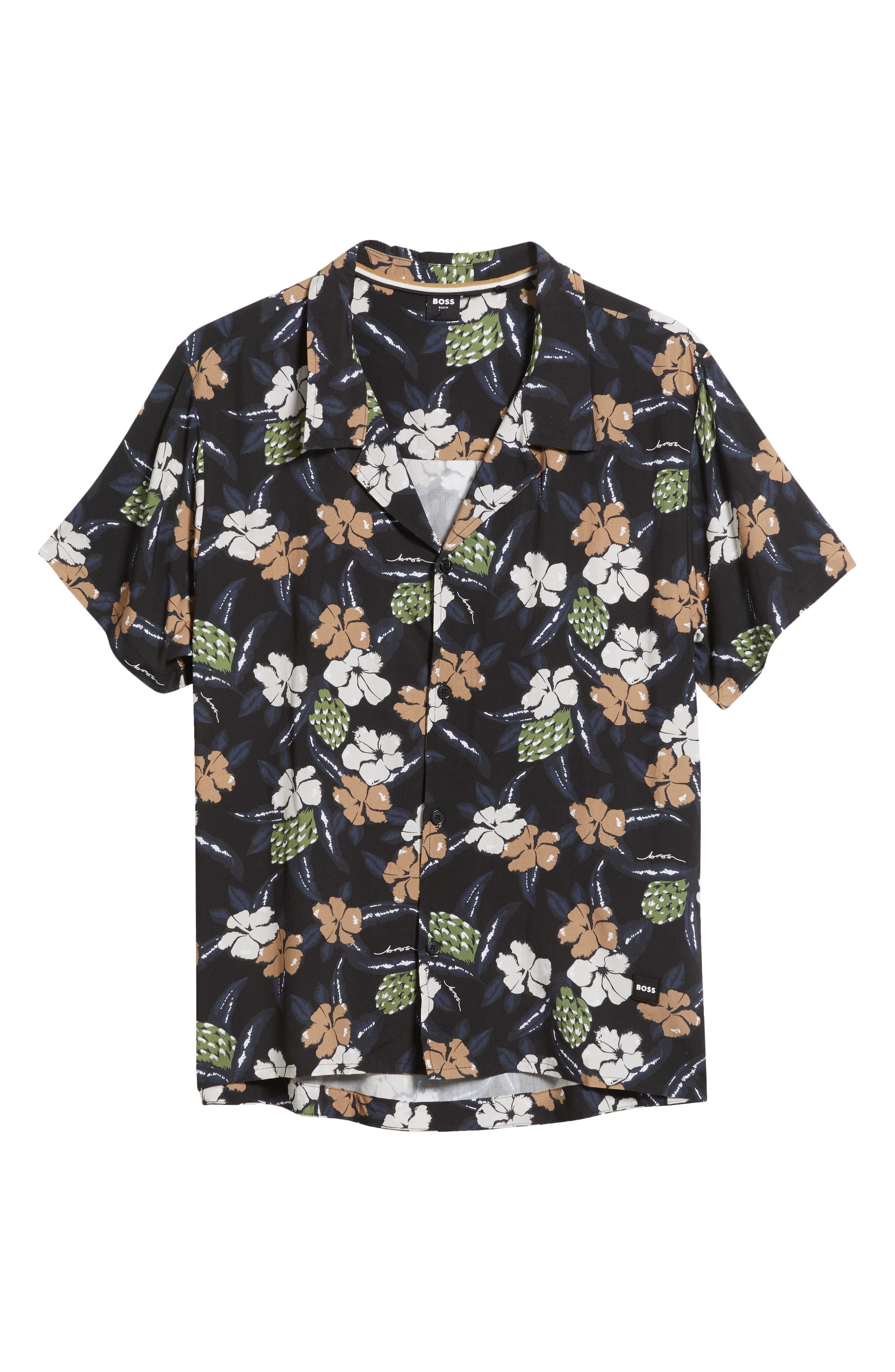 BOSS Beach Camp Shirt in Black at Nordstrom - 5