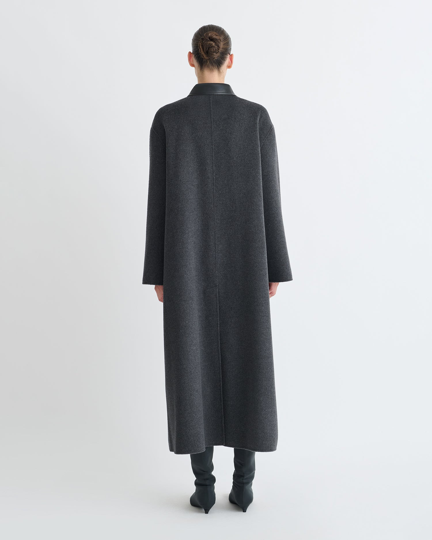 Double Wool/Regen Leather Coat - 3