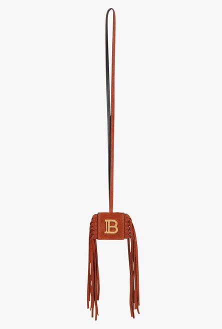 Balmain x Netflix -Fringed terracotta suede key chain - 1