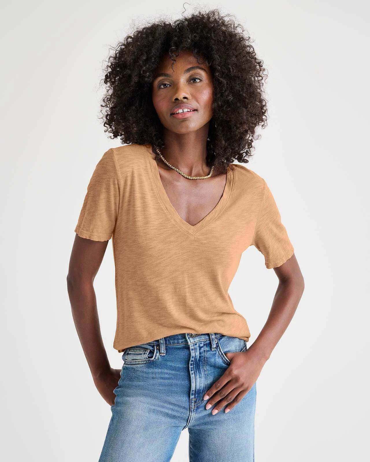 Everly Slub V-Neck Tee - 1