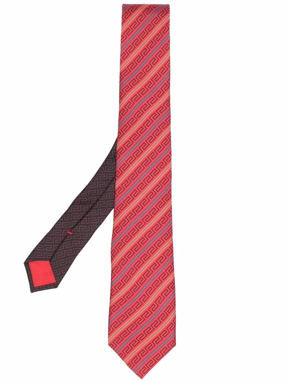 Greca Neon-print silk tie - 1