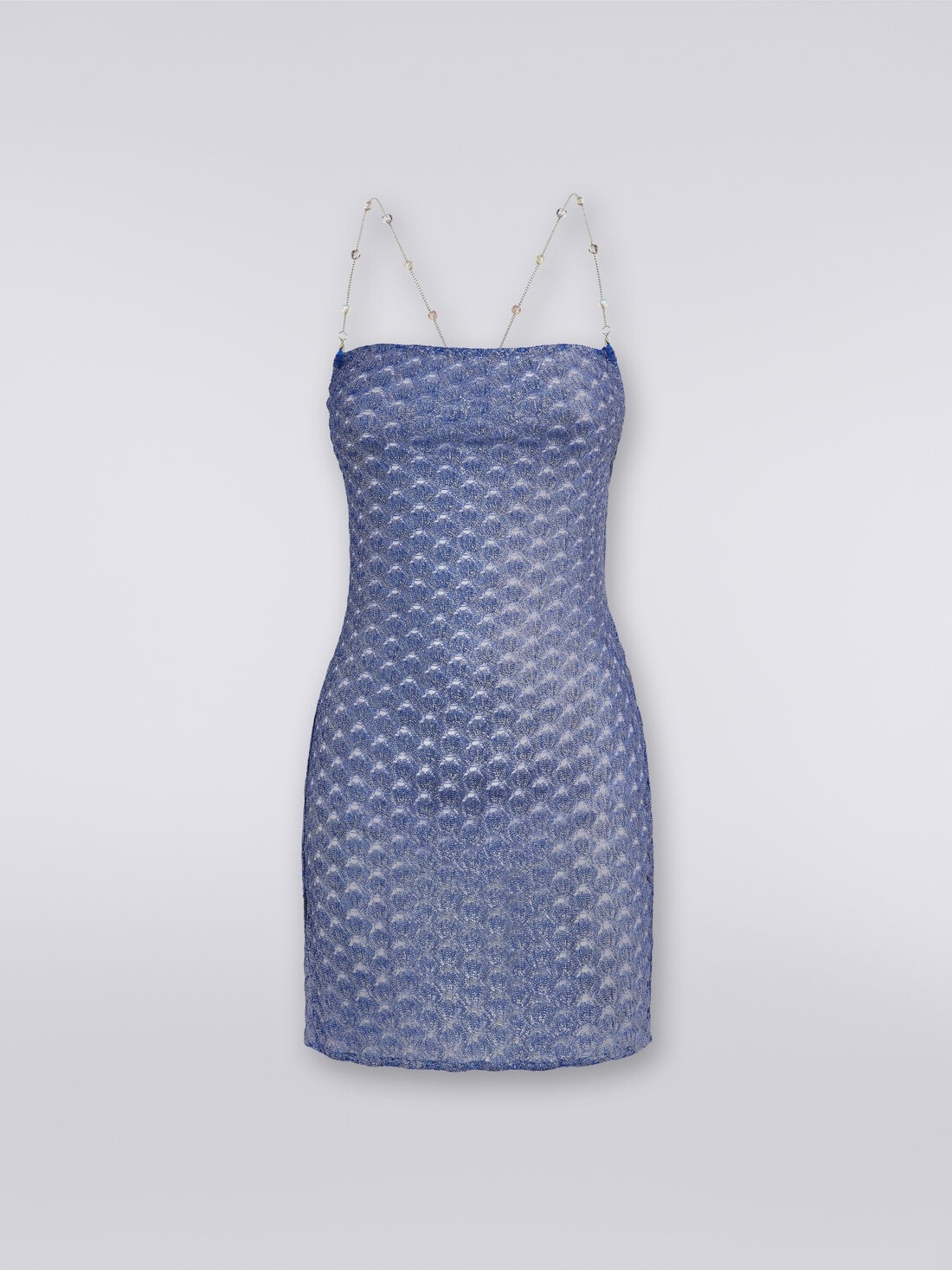 Lace-effect cover up dress with chain and gem straps - 1