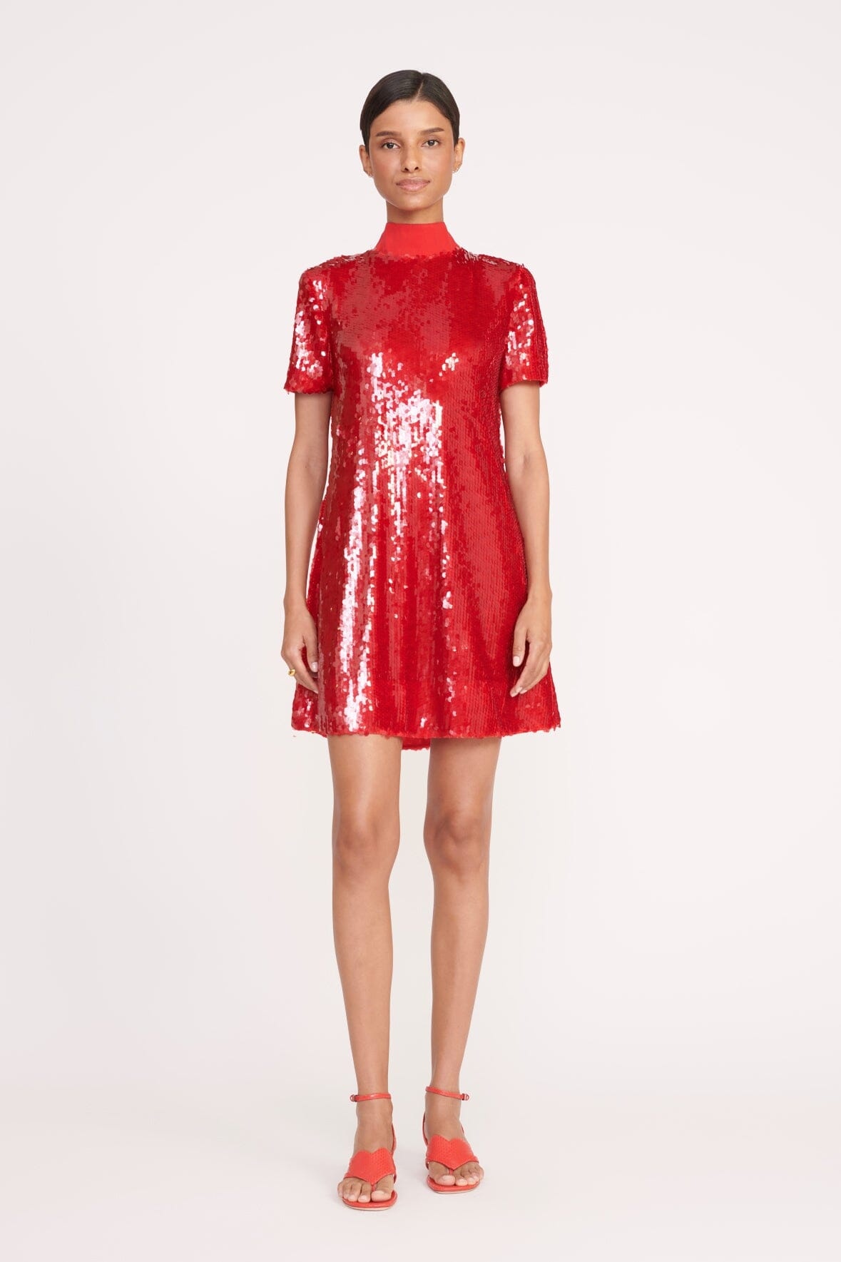 STAUD MINI ILANA DRESS POINSETTIA SEQUIN - 2