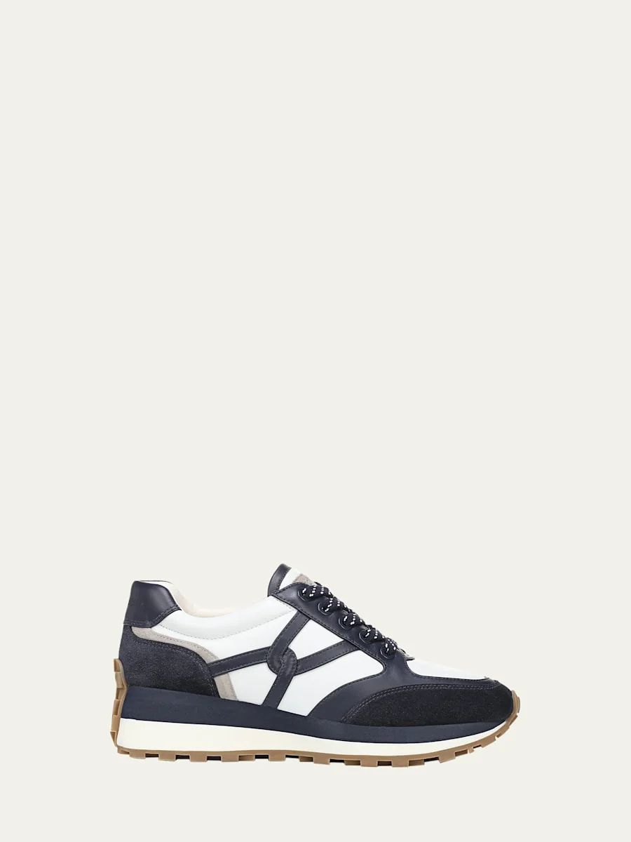 Valentina Mixed Leather Retro Sneakers - 1