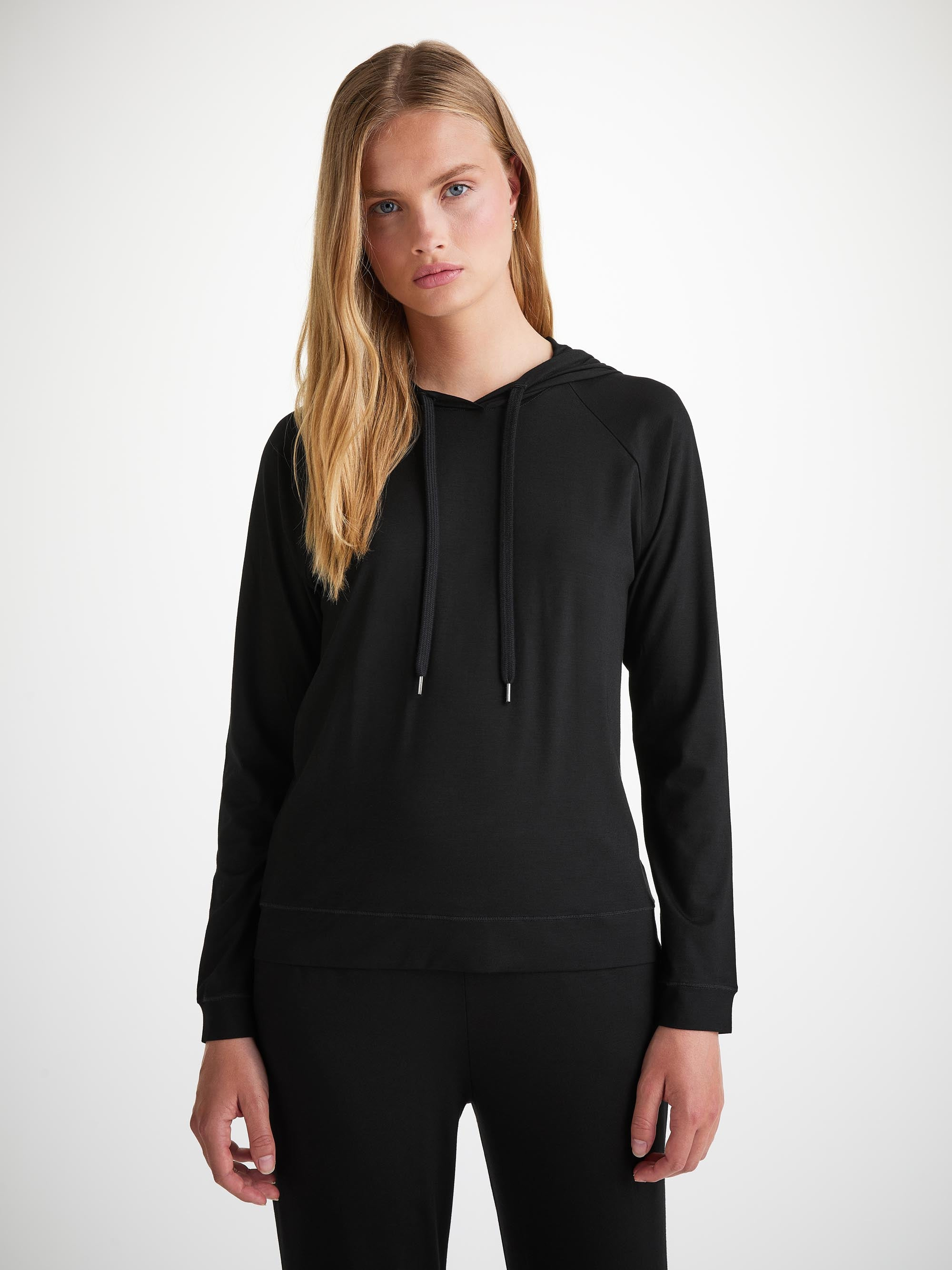 Women's Pullover Hoodie Basel Micro Modal Stretch Black - 2