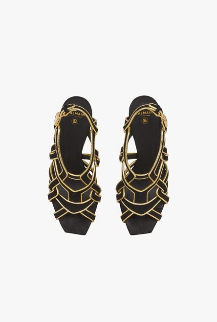 Black and gold suede Urania sandals - 4