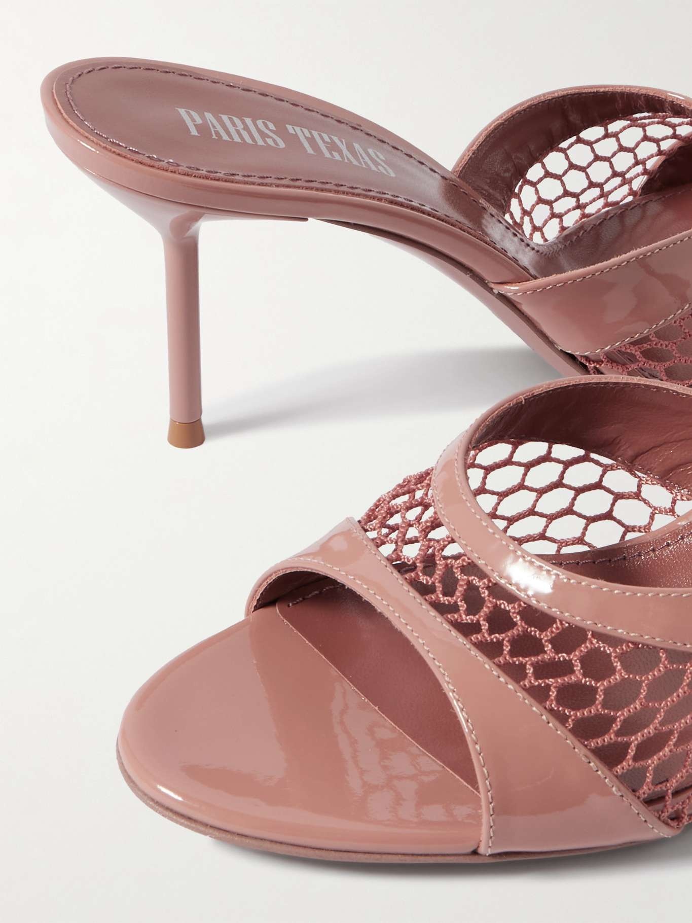 Lidia patent-leather and mesh sandals Pink - 4